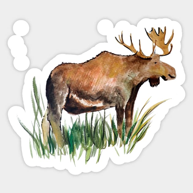 Bull Moose Watercolor Sketch Sticker by julyperson